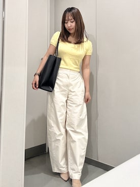 「CHARLES & KEITH（チャールズ & キース）のアイテム（トートバッグ）」を使った、E R Uさん（レディース・157cm）の夏コーディネート