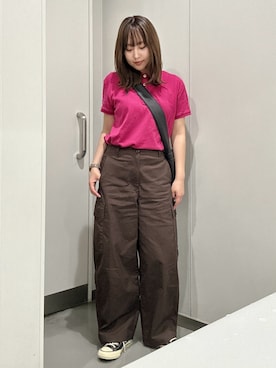 「Ralph Lauren Sport（ラルフローレンスポーツ）のアイテム（ポロシャツ、ピンク系）」を使った、E R Uさん（レディース・157cm）の春コーディネート