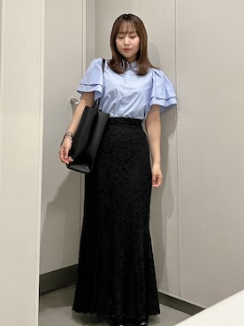 「CHARLES & KEITH（チャールズ & キース）のアイテム（トートバッグ）」を使った、E R Uさん（レディース・157cm）の夏コーディネート
