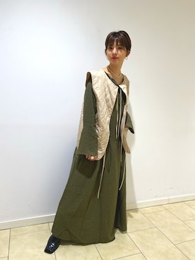 「ベスト×ワンピース」｜Sekido  Nahoさん（レディース・156cm）の秋コーディネート