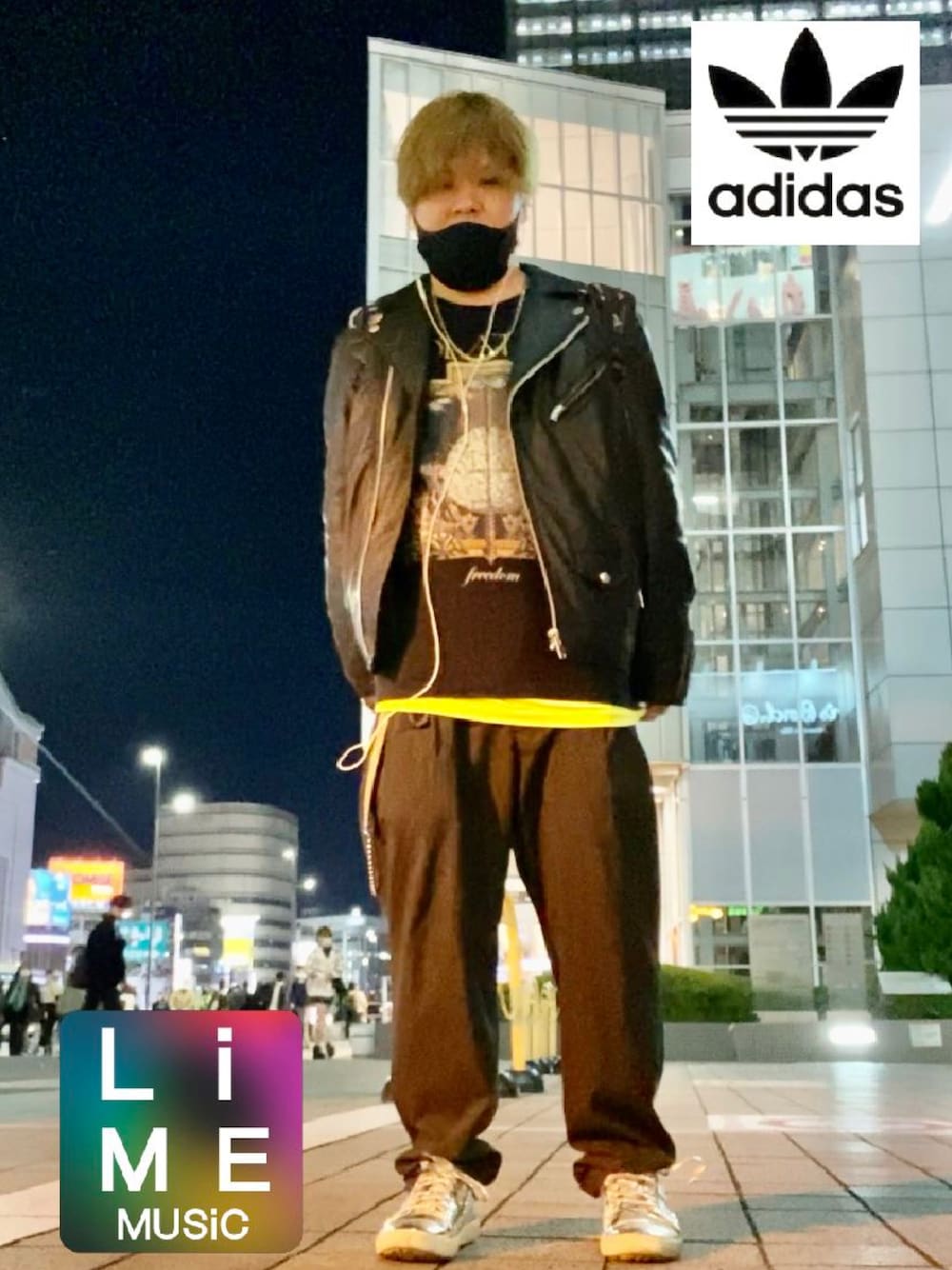 「プチプラ、WEARハロウィン2022、セットアップ、秋のコーデ、ビッグシルエット、ライダース、adidas、adidas originals、UNIQLO、ミッドウエスト(MIDWEST)、今日のコーデ、DIR EN GREY、韓国ファッション」｜「UNIQLOのアイテム（ライダースジャケット、ブラック系）」を使った、LiME(松尾 頼武)作曲家さん（メンズ・164cm）の秋コーディネートの1枚目の写真