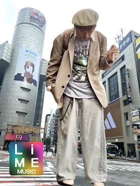 「AAA+（サンエープラス）のアイテム」を使った、LiME🍋‍🟩@作曲とファッションさん（メンズ・164cm）の夏コーディネート