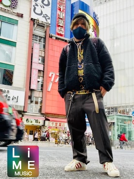 「チョコ色に染まれ」｜「アイテム（ナイロンジャケット）」を使った、LiME(松尾 頼武)作曲家さん（メンズ・164cm）の冬コーディネート