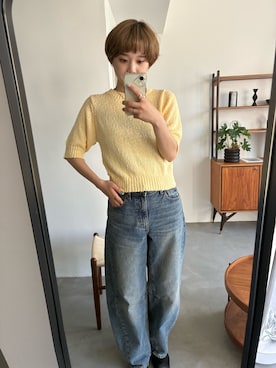 「アイテム（ニット/セーター）」を使った、yuminaさん（レディース・158cm・30代）の夏コーディネート