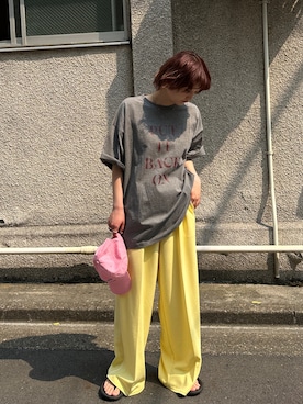「PILIT（ピリット）のロゴ チュニック tee（Tシャツ/カットソー、グレー系）」を使った、yuminaさん（レディース・158cm）の春コーディネート
