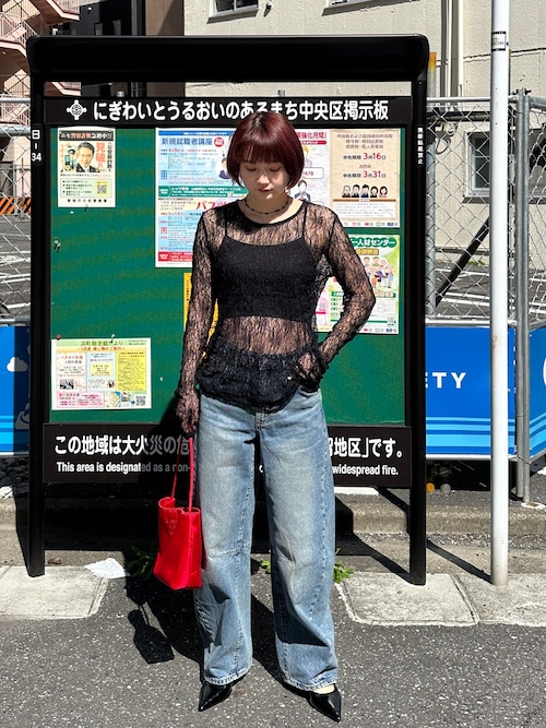 ストレッチレース　ロングスリーブトップス