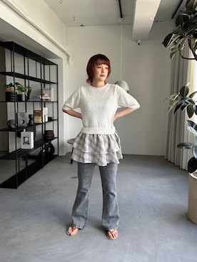 「アイテム（ニット/セーター）」を使った、yuminaさん（レディース・158cm・20代）の夏コーディネート