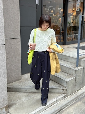 「Animuyのアイテム（トップス、ホワイト系）」を使った、yuminaさん（レディース・158cm）の春コーディネート