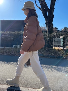 「GAP（ギャップ）のアイテム（ジャケット/アウター、ブラウン系）」を使った、emayaさん（レディース・161cm）の冬コーディネート