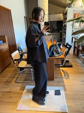 「RIM.ARK（リムアーク）のOpen cuff SH オープン カフ シャツ（シャツ/ブラウス、ブルー系）」を使った、sakurako_kusanoさん（レディース・167cm）の春コーディネート