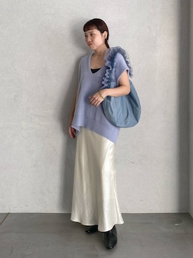 「A part by（アパートバイ）のチュールハンドルトート（ショルダーバッグ）」を使った、kahoさん（レディース・156cm）の秋コーディネート