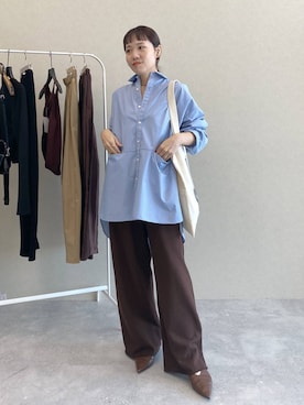 「e/rm」｜「アイテム（スウェットパンツ）」を使った、kahoさん（レディース・156cm）の秋コーディネート