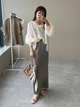 「A part by（アパートバイ）のチェーン2WAYBAG（ショルダーバッグ、ベージュ系）」を使った、kahoさん（レディース・156cm）の春コーディネート