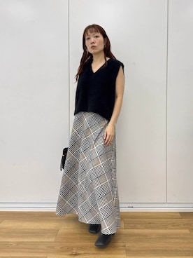 「A part by（アパートバイ）のキンチャクミニショルダバッグ（ショルダーバッグ、ブラック系）」を使った、kahoさん（レディース・156cm）の夏コーディネート