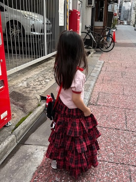 「アイテム（スカート）」を使った、kahoさん（キッズ・100cm）の秋コーディネート