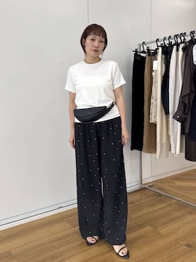 「A part by（アパートバイ）のベルトバッグ（ボディバッグ/ウエストポーチ、ブラック系）」を使った、kahoさん（レディース・156cm）の夏コーディネート