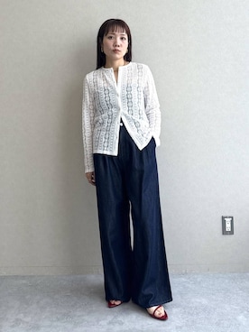 「A part by（アパートバイ）のテンセルデニムパンツ（デニムパンツ、ブルー系）」を使った、kahoさん（レディース・156cm）の春コーディネート