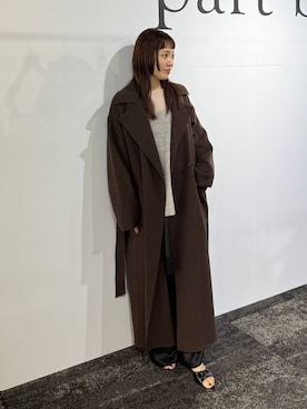 「アイテム（ステンカラーコート）」を使った、kahoさん（レディース・156cm・40代）の秋コーディネート