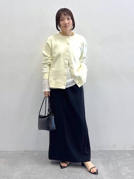 「A part by（アパートバイ）のレースカット_長袖（Tシャツ/カットソー、ホワイト系）」を使った、kahoさん（レディース・156cm）の春コーディネート