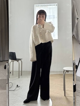 「アイテム（カーディガン/ボレロ）」を使った、kahoさん（レディース・156cm・40代）の秋コーディネート