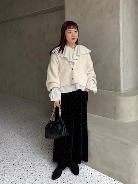 「アイテム（カーディガン/ボレロ）」を使った、kahoさん（レディース・156cm・40代）の秋コーディネート