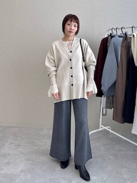 「アイテム（カーディガン/ボレロ）」を使った、kahoさん（レディース・156cm・40代）の秋コーディネート