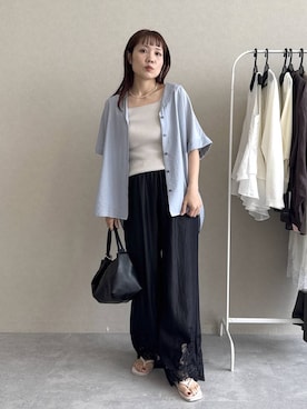 「A part by（アパートバイ）のハートモチーフバッグ（ショルダーバッグ、ブラック系）」を使った、kahoさん（レディース・156cm）の夏コーディネート