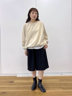「A part by（アパートバイ）のフラットショートブーツ（ブーツ、ブラック系）」を使った、kahoさん（レディース・156cm）の秋コーディネート