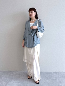 「高見え」｜「アイテム（サンダル）」を使った、kahoさん（レディース・156cm）の夏コーディネート