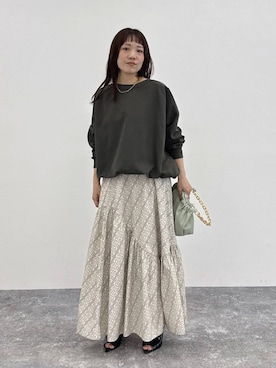 「A part by（アパートバイ）のチェーン2WAYBAG（ショルダーバッグ、グリーン系）」を使った、kahoさん（レディース・156cm）の春コーディネート