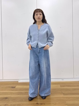 「LOWRYS FARM（ローリーズファーム）のオブリークトゥミュール　637750（サンダル、ブラック系）」を使った、kahoさん（レディース・156cm）の秋コーディネート