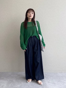 「A part by（アパートバイ）のテンセルデニムパンツ（デニムパンツ、ブルー系）」を使った、kahoさん（レディース・156cm）の春コーディネート
