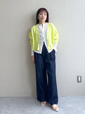 「A part by（アパートバイ）のテンセルデニムパンツ（デニムパンツ、ブルー系）」を使った、kahoさん（レディース・156cm）の春コーディネート