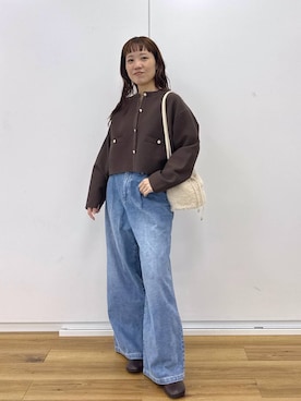 「A part by（アパートバイ）のオブリークトゥショートブーツ（ブーツ、ブラウン系）」を使った、kahoさん（レディース・156cm）の秋コーディネート