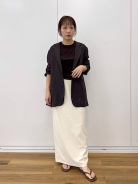 「A part by（アパートバイ）の【20周年】Apb_ロゴTシャツ（Tシャツ/カットソー、ブラウン系）」を使った、kahoさん（レディース・156cm）の夏コーディネート
