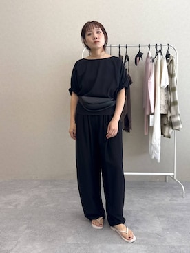 「A part by（アパートバイ）のベルトバッグ（ボディバッグ/ウエストポーチ、ブラック系）」を使った、kahoさん（レディース・156cm）の夏コーディネート