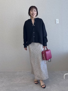 「A part by（アパートバイ）のハナガラナローキャミワンピース（ワンピース、ベージュ系）」を使った、kahoさん（レディース・156cm）の春コーディネート