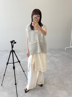 「アイテム（ベスト）」を使った、kahoさん（レディース・156cm・40代）の夏コーディネート