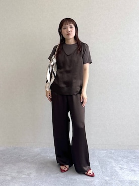 「A part by（アパートバイ）のチェーン2WAYBAG（ショルダーバッグ、ベージュ系）」を使った、kahoさん（レディース・156cm）の春コーディネート
