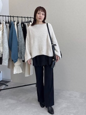 「アイテム（チュニック）」を使った、kahoさん（レディース・156cm）の冬コーディネート