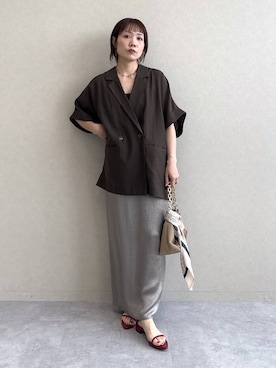「A part by（アパートバイ）のチェーン2WAYBAG（ショルダーバッグ、ベージュ系）」を使った、kahoさん（レディース・156cm）の春コーディネート