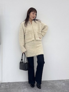 「アイテム（カーディガン/ボレロ）」を使った、kahoさん（レディース・156cm・40代）の冬コーディネート