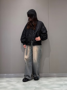 「アイテム（MA-1）」を使った、t☺︎rachanさん（レディース・158cm）の秋コーディネート