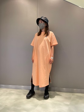 「ISAMU KATAYAMA BACKLASH（イサムカタヤマバックラッシュ）のアイテム（帽子）」を使った、t☺︎rachanさん（レディース・158cm）の夏コーディネート