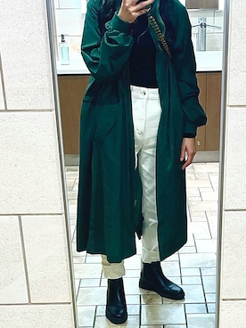 「MOUSSY（マウジー）のアイテム（ノーカラージャケット）」を使った、しまさん（レディース・154cm）の秋コーディネート
