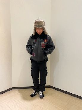 「アイテム（ミリタリージャケット、その他）」を使った、Risaさん（レディース・163cm）の冬コーディネート