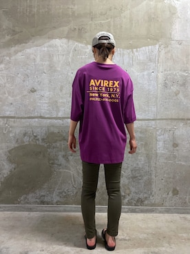 「AVIREX（アヴィレックス）の直営店限定 ×ニューエラ ポロキャップ USA国旗/AVIREX×NEW ERA 9TWENTY POLO CAP U.S.A FLAG」を使った、Risaさん（レディース・163cm）の夏コーディネート