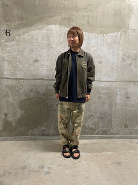 「AVIREX（アヴィレックス）のアイテム」を使った、Risaさん（レディース・163cm）の秋コーディネート