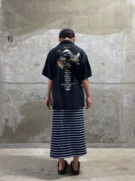 「AVIREX（アヴィレックス）の直営店限定 ×ニューエラ ポロキャップ USA国旗/AVIREX×NEW ERA 9TWENTY POLO CAP U.S.A FLAG」を使った、Risaさん（レディース・163cm）の夏コーディネート