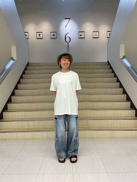 「AVIREX（アヴィレックス）のアイテム（ハット）」を使った、Risaさん（レディース・163cm）の夏コーディネート